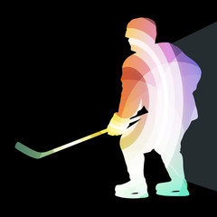 Hockey player man silhouette illustration vector background colo
