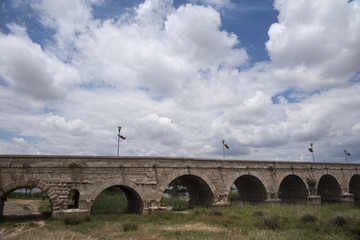 Fototapeta na wymiar Puente romano sobre el río Guadiana a su paso por la ciudad de Mérida