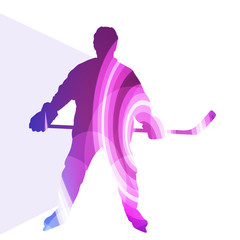 Hockey player man silhouette illustration vector background colo