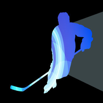 Hockey player man silhouette illustration vector background colo