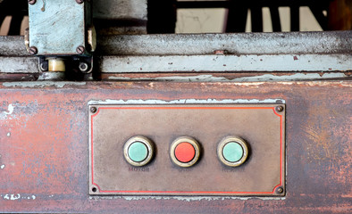 Fototapeta na wymiar Close up Rustic control panel of old machine,grunge object