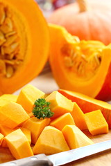 Pampkin on the wooden table