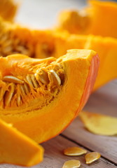 Pampkin on the wooden table