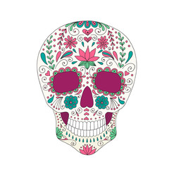 Skull with floral ornament.