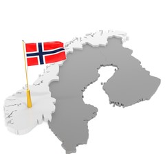 Fototapeta premium 3d flag pole of the country with borders form