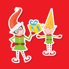 Illustration of the playful Santa elves 