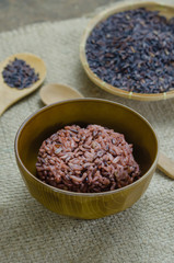 Cooked rice of Riceberry