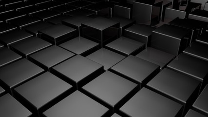 Black 3d glossy plastic cubes smoothly going up and down - abstract technology background clip - Powered by Adobe