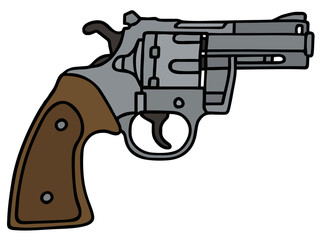Short revolver, vector illustration, hand drawing