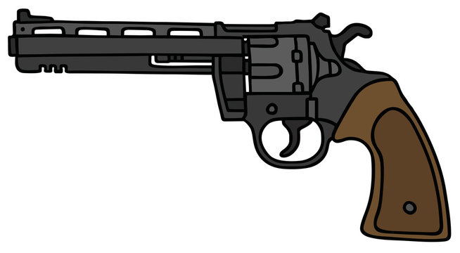 Long revolver, vector illustration, hand drawing
