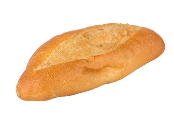 Wheat bun close on a white background