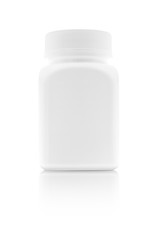 blank packaging medicine plastic bottle isolated on white backgr