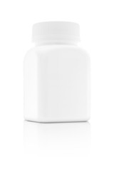blank packaging medicine plastic bottle isolated on white backgr
