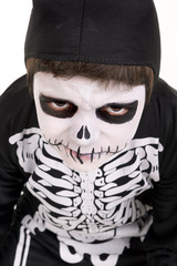 Boy in Halloween skeleton costume