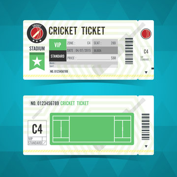 Cricket ticket card modern design. Vector illustration