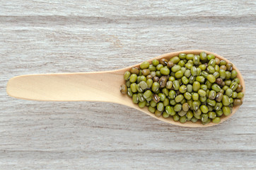 beans in wooden dish