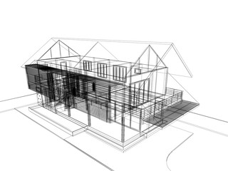 abstract sketch design of exterior house