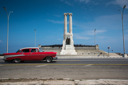 Classic american car on street of Havana in Cuba