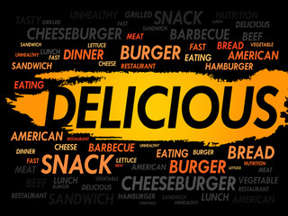 DELICIOUS word cloud, fast food concept
