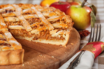 Apple pie close up