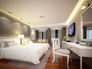 Naklejka na ściany i meble 3d render of interior bedroom