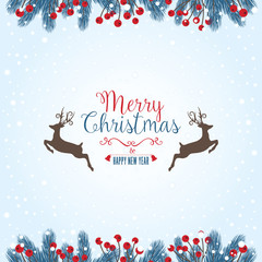 Christmas Background with Text Design and Reindeers