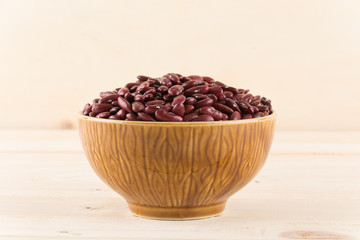 red  beans on wood background