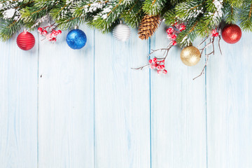 Christmas background with fir tree and decor
