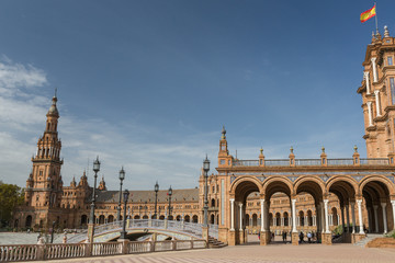 Fototapeta na wymiar Plaza de Espana, Seville, View to arches