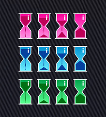 Vector isolated hourglass set