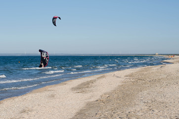 kitesurfer on the sea