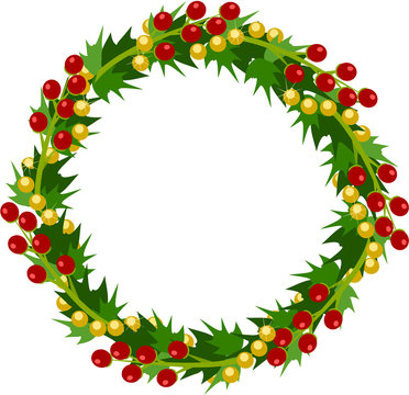 Christmas wreath of holly and berries.