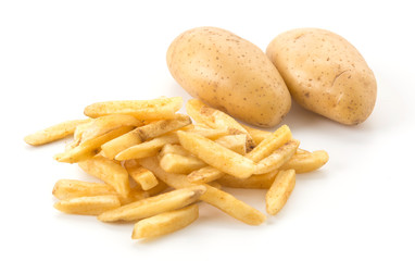 french fries on white background