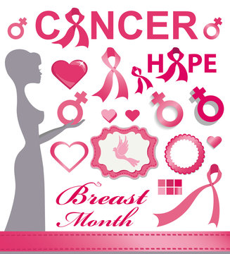 Breast Cancer Awarenes pink ribbons,badges,decor