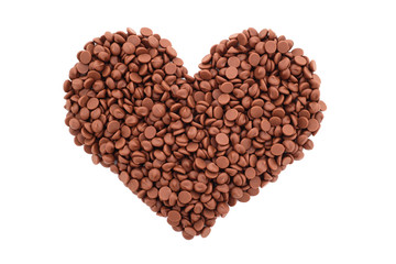 Milk chocolate chips in a heart shape