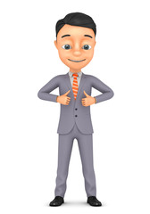3d successful businessman isolated on white background