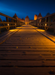 Old castle in sunset time. Trakai, Lithuania, Eastern Europe.
