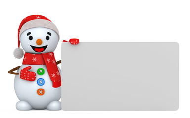 3d jolly snowman on a white background
