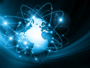 Best Internet Concept of global business. Globe, glowing lines