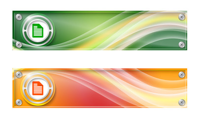 Set of two banners with colored rainbow and document