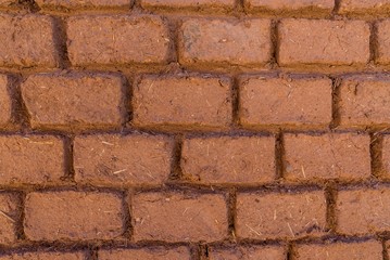 close up of an earthen wall in morocco ait ben haddou