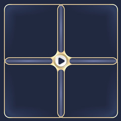 Four connected golden frames for your white text and play symbol