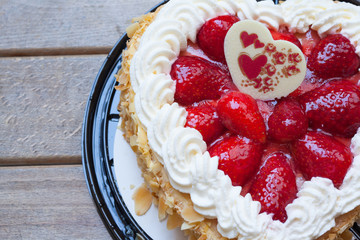 Heart shape cake with Strawberry