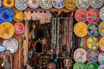 selective focus shot of a moroccan tourist shop