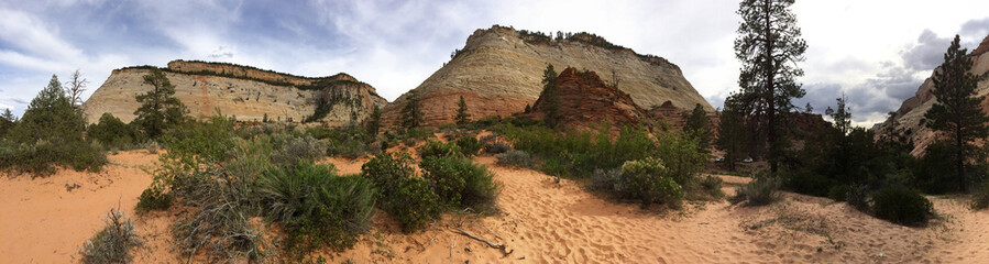 Desert Landscape Panorama of Utah Rock Formations and Sky