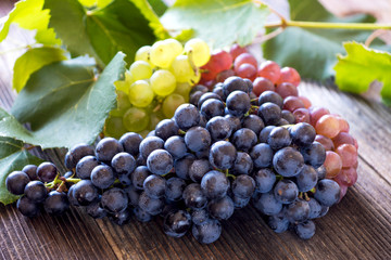 Grapes on a wooden table