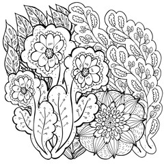 Pattern for coloring book. Ethnic retro design