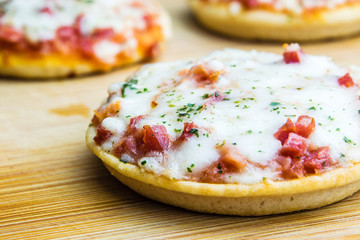 mini pizzas closeup