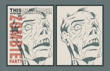 Zombie party placard set