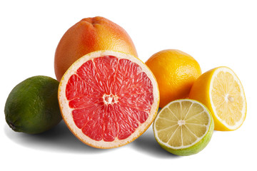 Naklejka na ściany i meble Juicy citrus fruit isolated on white.